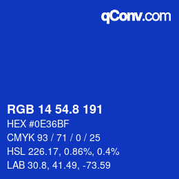 カラーコード: RGB 14 54.8 191 | qconv.com
