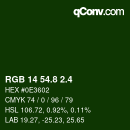 カラーコード: RGB 14 54.8 2.4 | qconv.com