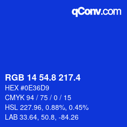 カラーコード: RGB 14 54.8 217.4 | qconv.com