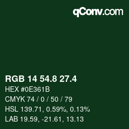 カラーコード: RGB 14 54.8 27.4 | qconv.com