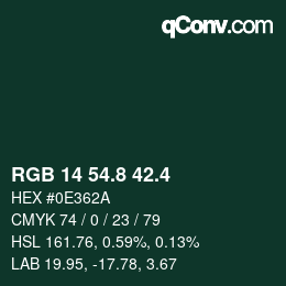カラーコード: RGB 14 54.8 42.4 | qconv.com