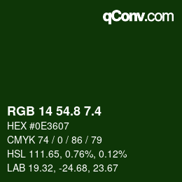 カラーコード: RGB 14 54.8 7.4 | qconv.com