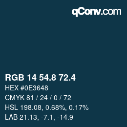 カラーコード: RGB 14 54.8 72.4 | qconv.com