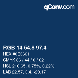 カラーコード: RGB 14 54.8 97.4 | qconv.com