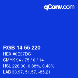 Color code: RGB 14 55 220 | qconv.com