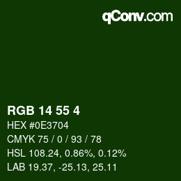 カラーコード: RGB 14 55 4 | qconv.com