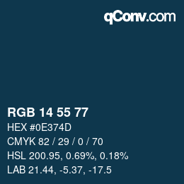 Farbcode: RGB 14 55 77 | qconv.com
