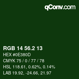 カラーコード: RGB 14 56.2 13 | qconv.com