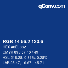 カラーコード: RGB 14 56.2 130.6 | qconv.com