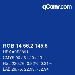 カラーコード: RGB 14 56.2 145.6 | qconv.com