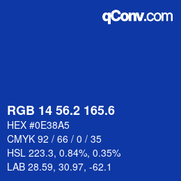 カラーコード: RGB 14 56.2 165.6 | qconv.com