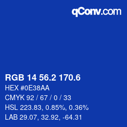 カラーコード: RGB 14 56.2 170.6 | qconv.com
