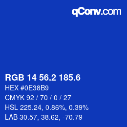 カラーコード: RGB 14 56.2 185.6 | qconv.com
