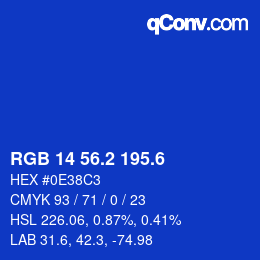 カラーコード: RGB 14 56.2 195.6 | qconv.com