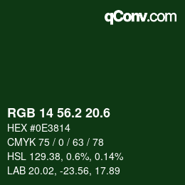 カラーコード: RGB 14 56.2 20.6 | qconv.com