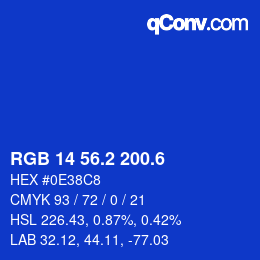 カラーコード: RGB 14 56.2 200.6 | qconv.com