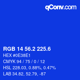 カラーコード: RGB 14 56.2 225.6 | qconv.com