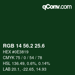 カラーコード: RGB 14 56.2 25.6 | qconv.com