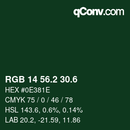 カラーコード: RGB 14 56.2 30.6 | qconv.com