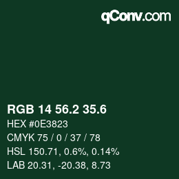 カラーコード: RGB 14 56.2 35.6 | qconv.com
