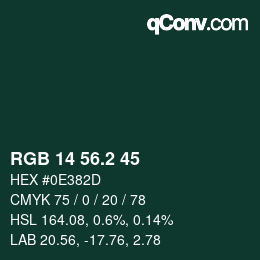 カラーコード: RGB 14 56.2 45 | qconv.com