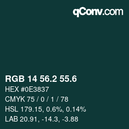 カラーコード: RGB 14 56.2 55.6 | qconv.com