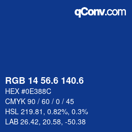 カラーコード: RGB 14 56.6 140.6 | qconv.com