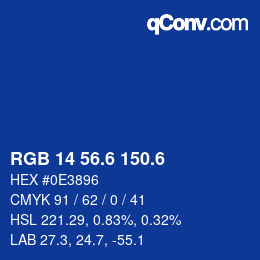カラーコード: RGB 14 56.6 150.6 | qconv.com
