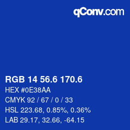 カラーコード: RGB 14 56.6 170.6 | qconv.com