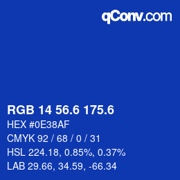 カラーコード: RGB 14 56.6 175.6 | qconv.com