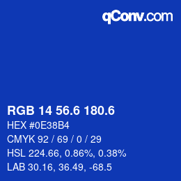 カラーコード: RGB 14 56.6 180.6 | qconv.com