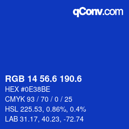 カラーコード: RGB 14 56.6 190.6 | qconv.com