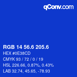 カラーコード: RGB 14 56.6 205.6 | qconv.com
