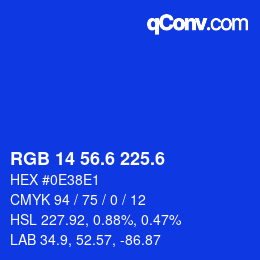 カラーコード: RGB 14 56.6 225.6 | qconv.com