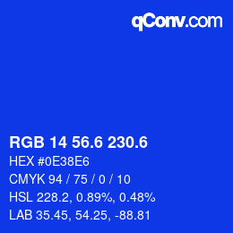 カラーコード: RGB 14 56.6 230.6 | qconv.com