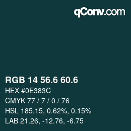 カラーコード: RGB 14 56.6 60.6 | qconv.com