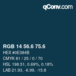 カラーコード: RGB 14 56.6 75.6 | qconv.com