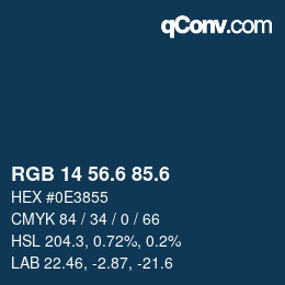 カラーコード: RGB 14 56.6 85.6 | qconv.com