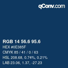 カラーコード: RGB 14 56.6 95.6 | qconv.com