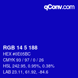 Color code: RGB 14 5 188 | qconv.com