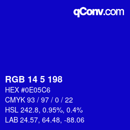 Color code: RGB 14 5 198 | qconv.com