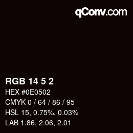 Color code: RGB 14 5 2 | qconv.com