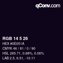 Color code: RGB 14 5 26 | qconv.com