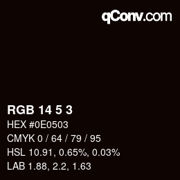 Color code: RGB 14 5 3 | qconv.com