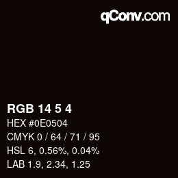 Color code: RGB 14 5 4 | qconv.com