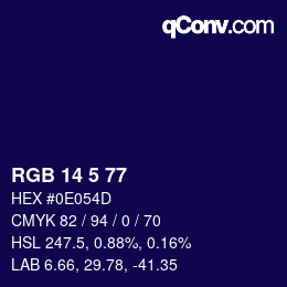Color code: RGB 14 5 77 | qconv.com