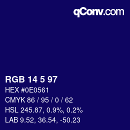 Farbcode: RGB 14 5 97 | qconv.com