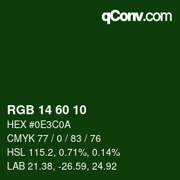 Color code: RGB 14 60 10 | qconv.com