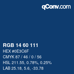 カラーコード: RGB 14 60 111 | qconv.com