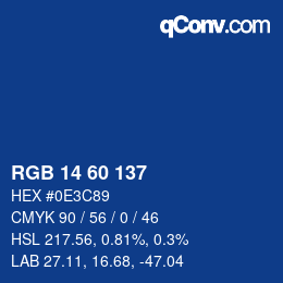 カラーコード: RGB 14 60 137 | qconv.com